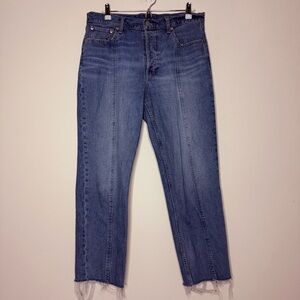 GAP Cheeky Straight High Rise Raw Hem Button Fly Comfy Jeans